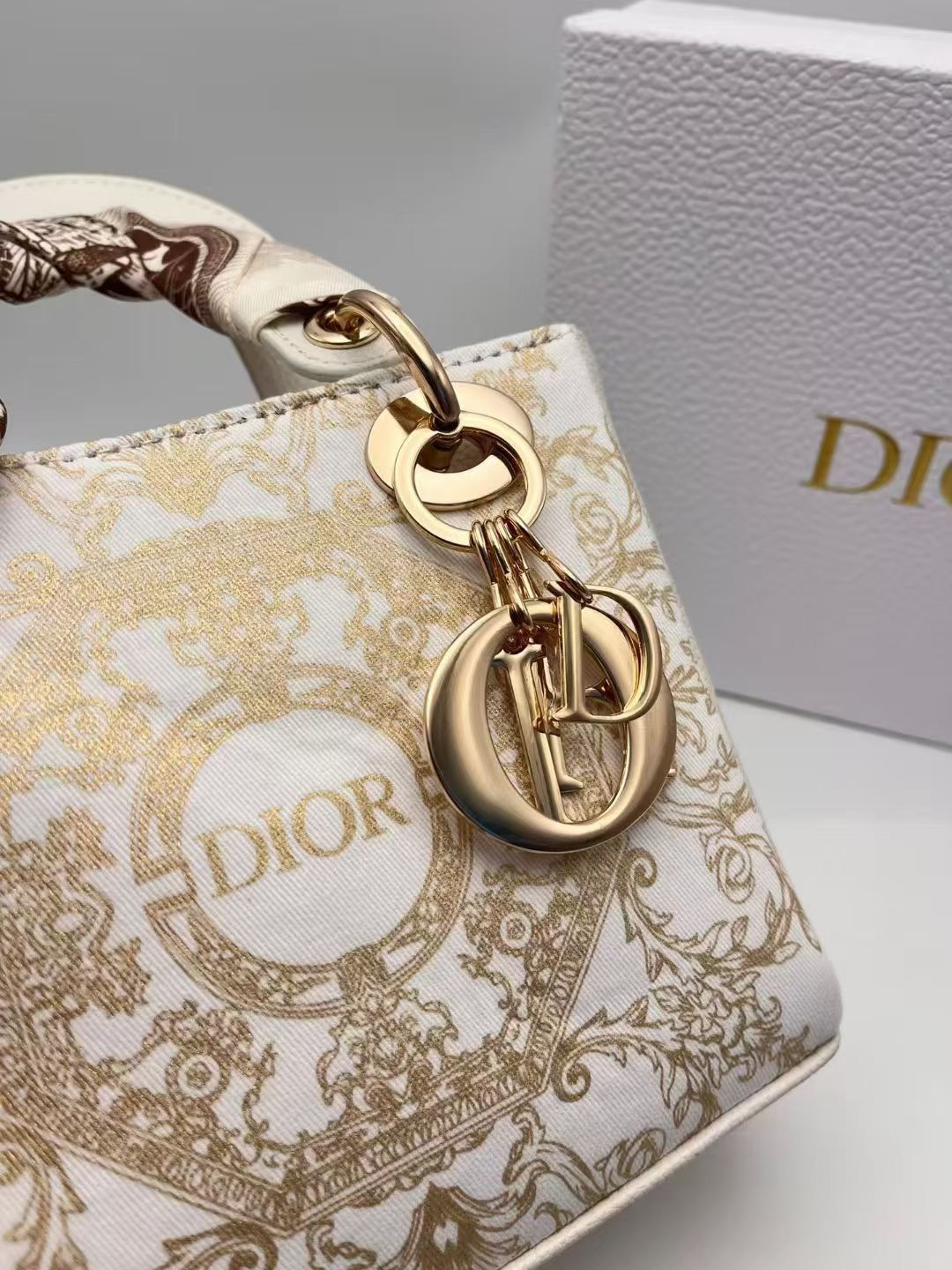 Dior Handmade Bag With Scarf and Chain