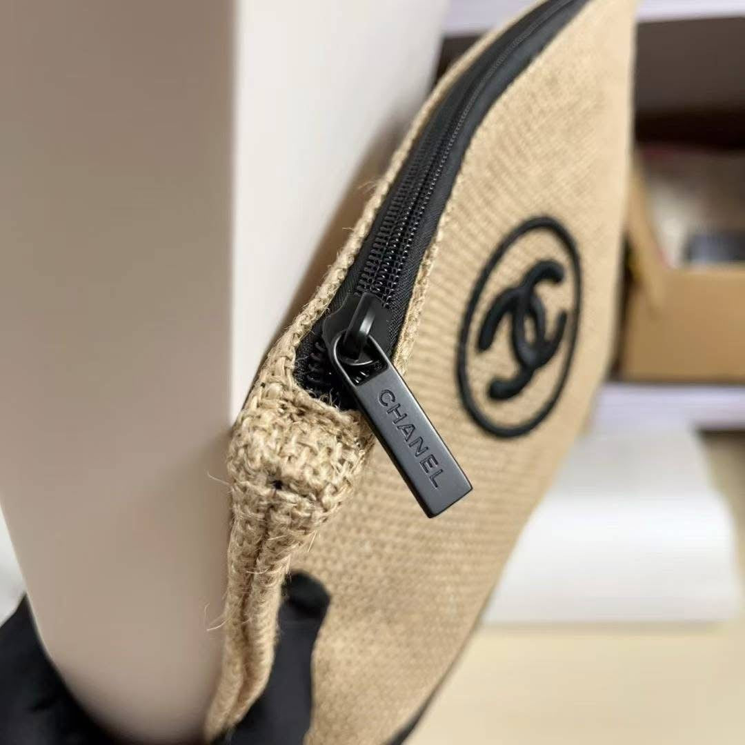 Chanel rafia pouch