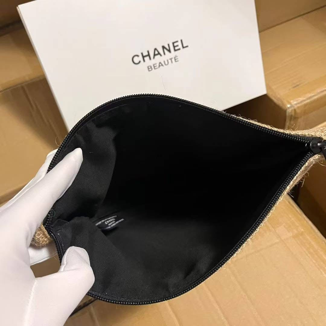 Chanel rafia pouch