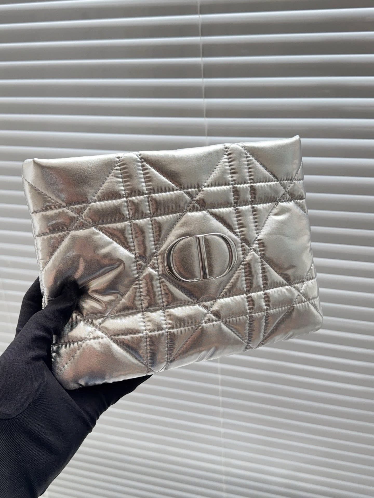 Dior New Limited Edition Silver Makeup Bag