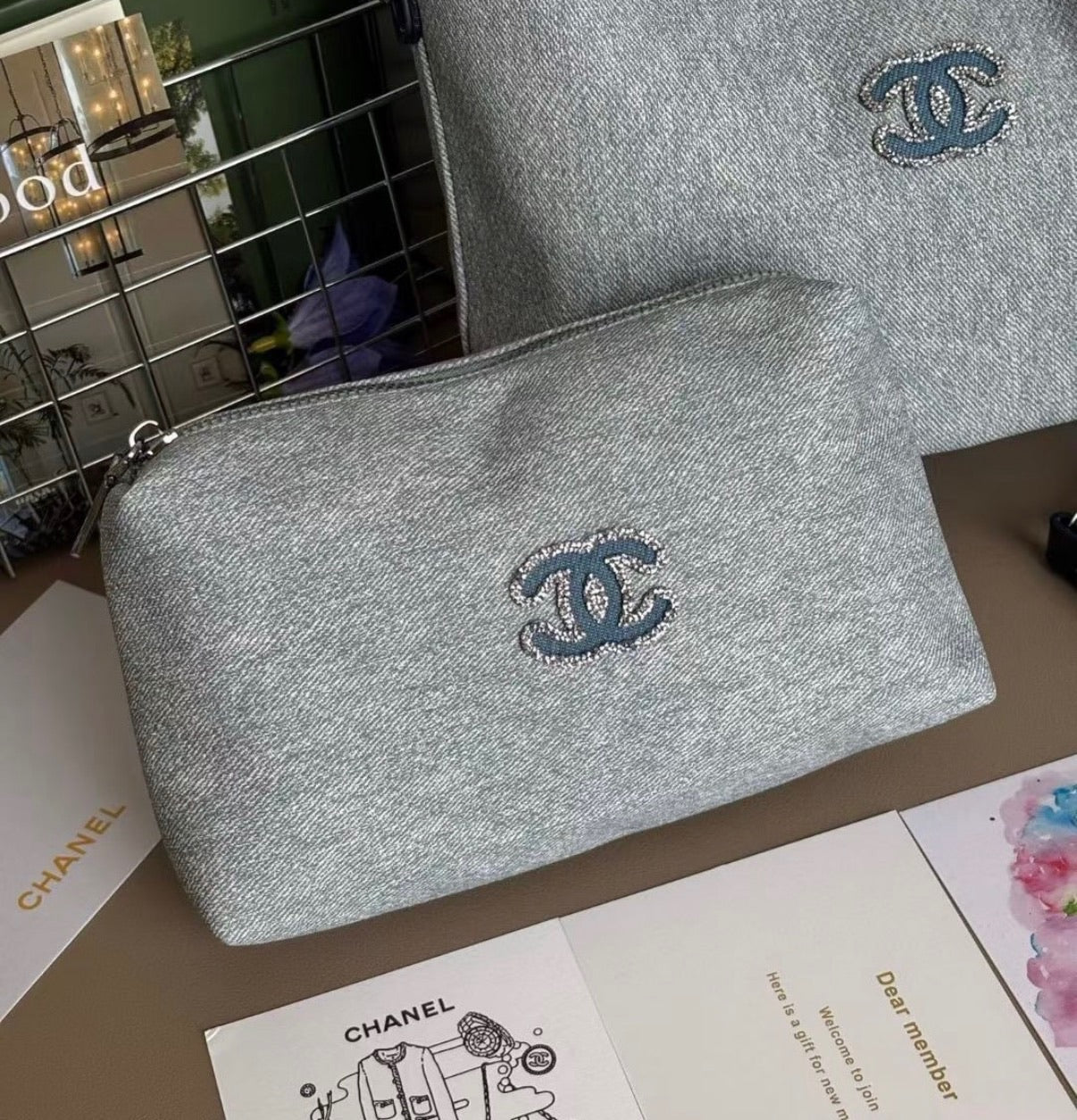 Chanel tote and pouch