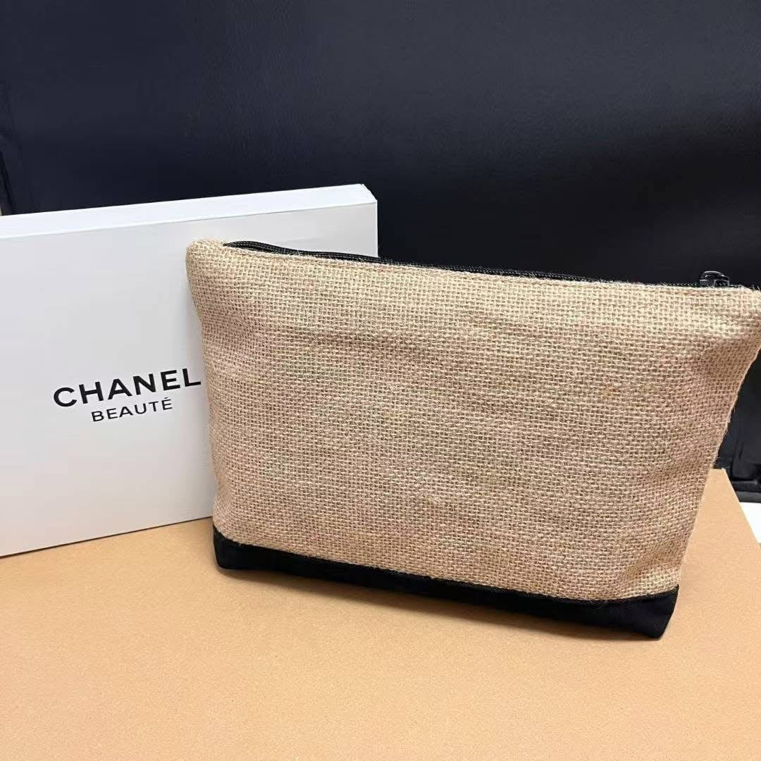 Chanel rafia pouch