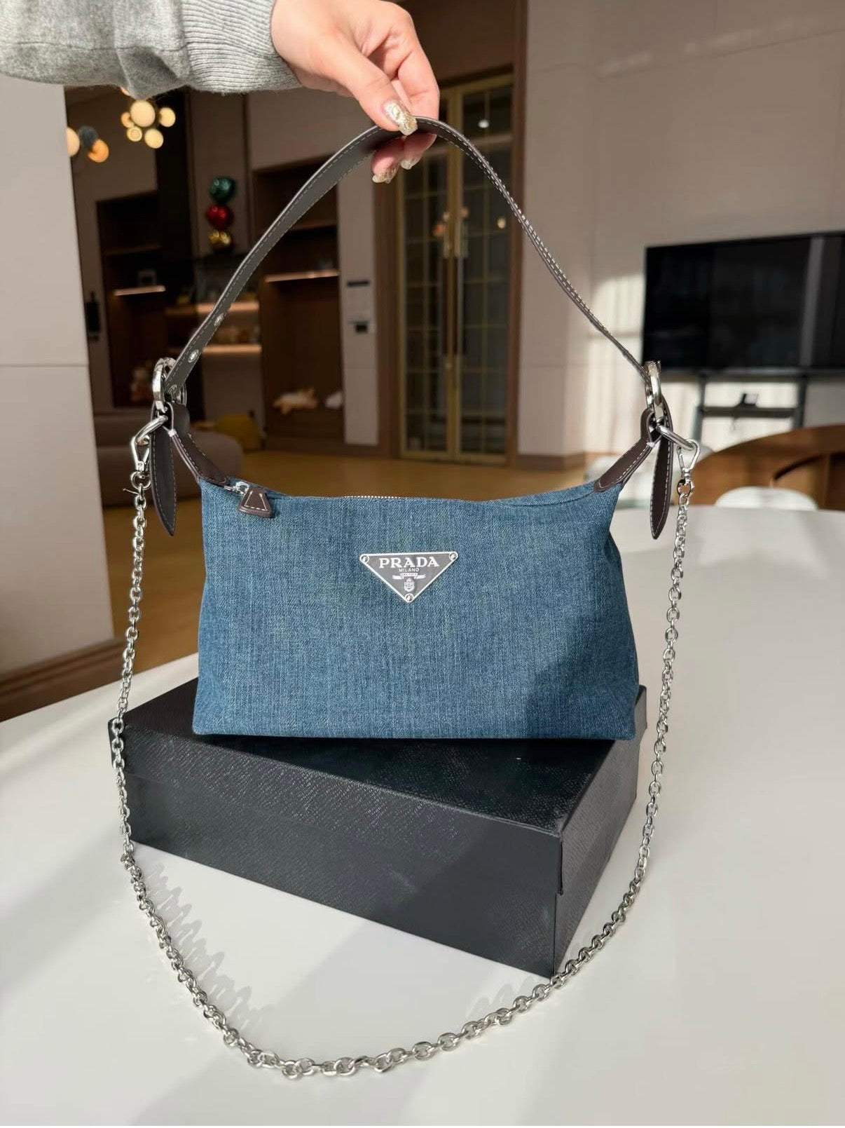 Prada denim bag