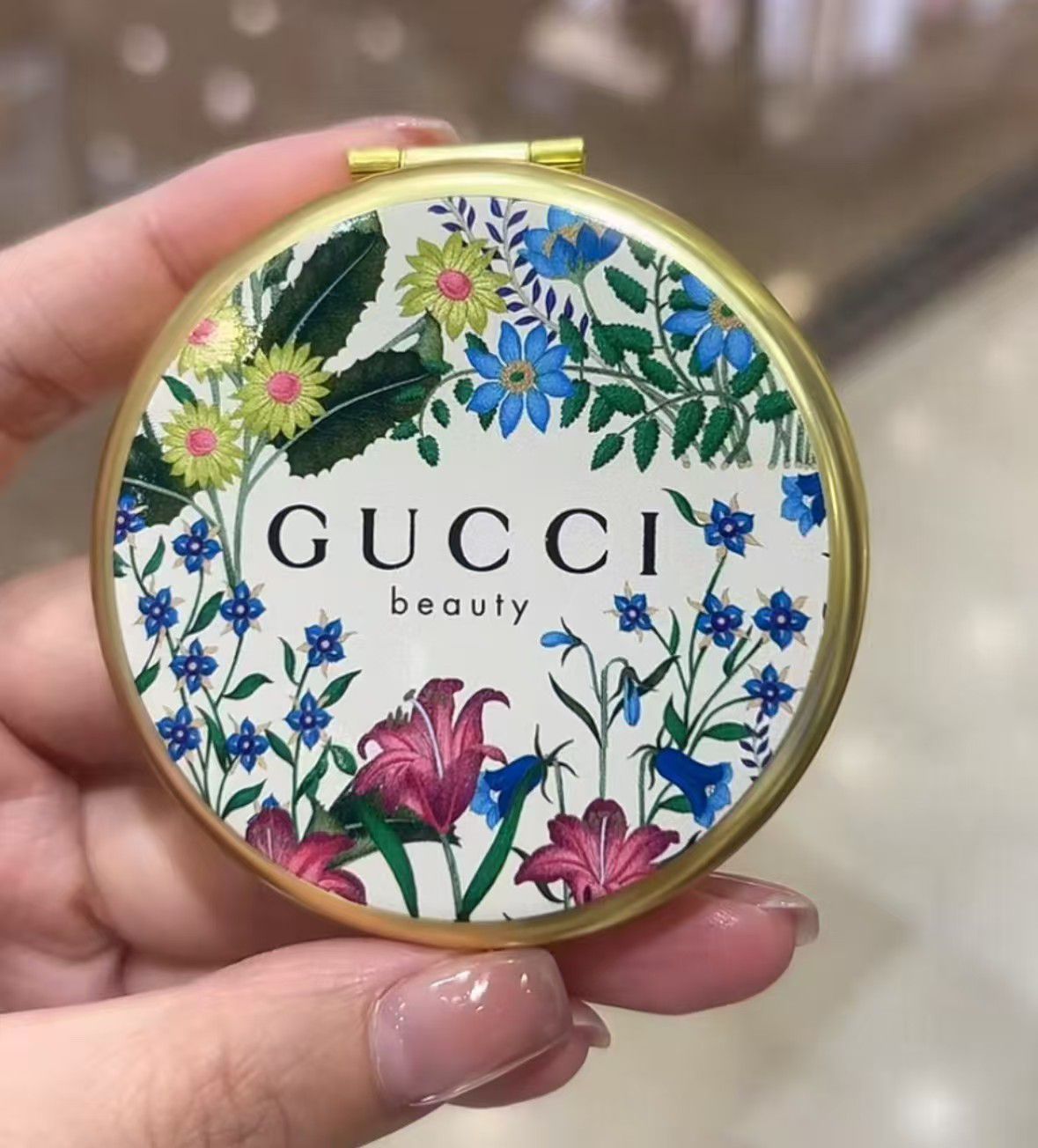 Gucci Floral Print Mirror with Case