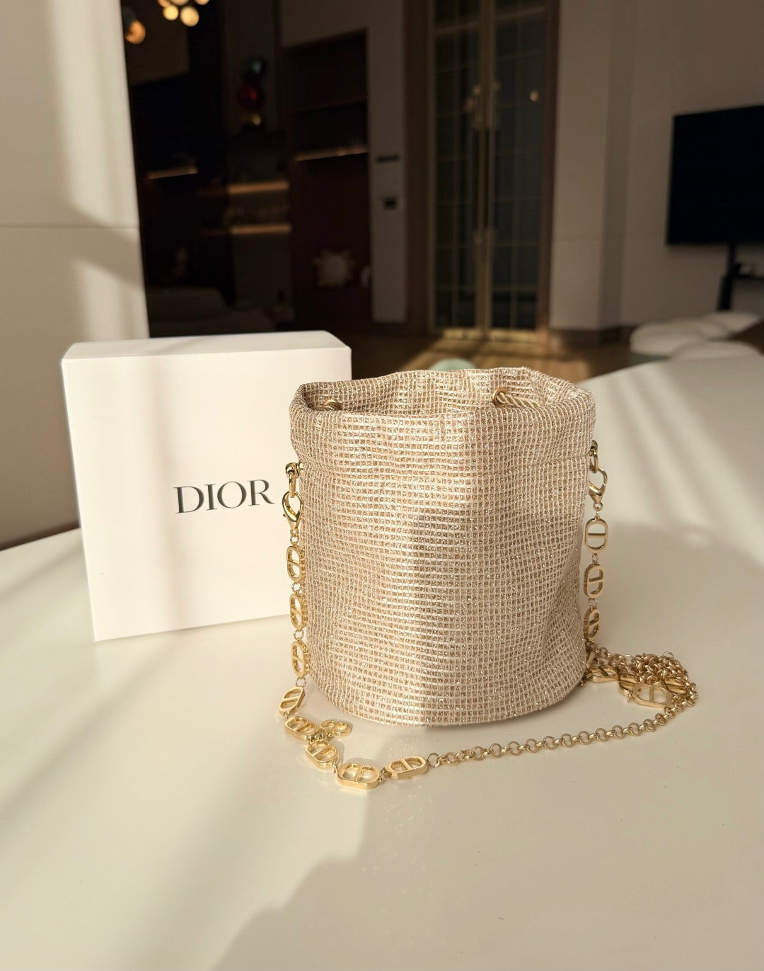 Dior Holiday Bucket Pouch with Chain