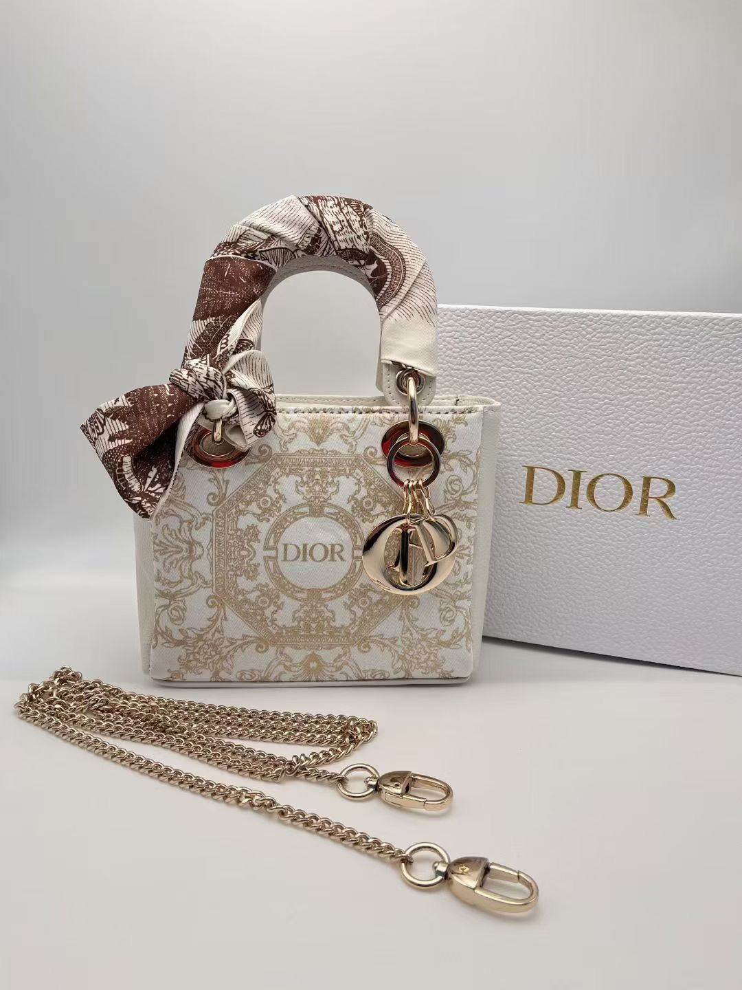 Dior Handmade Bag With Scarf and Chain
