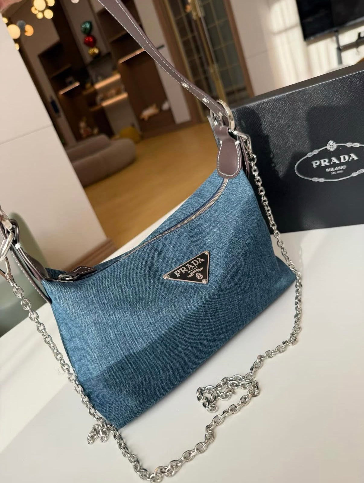 Prada denim bag