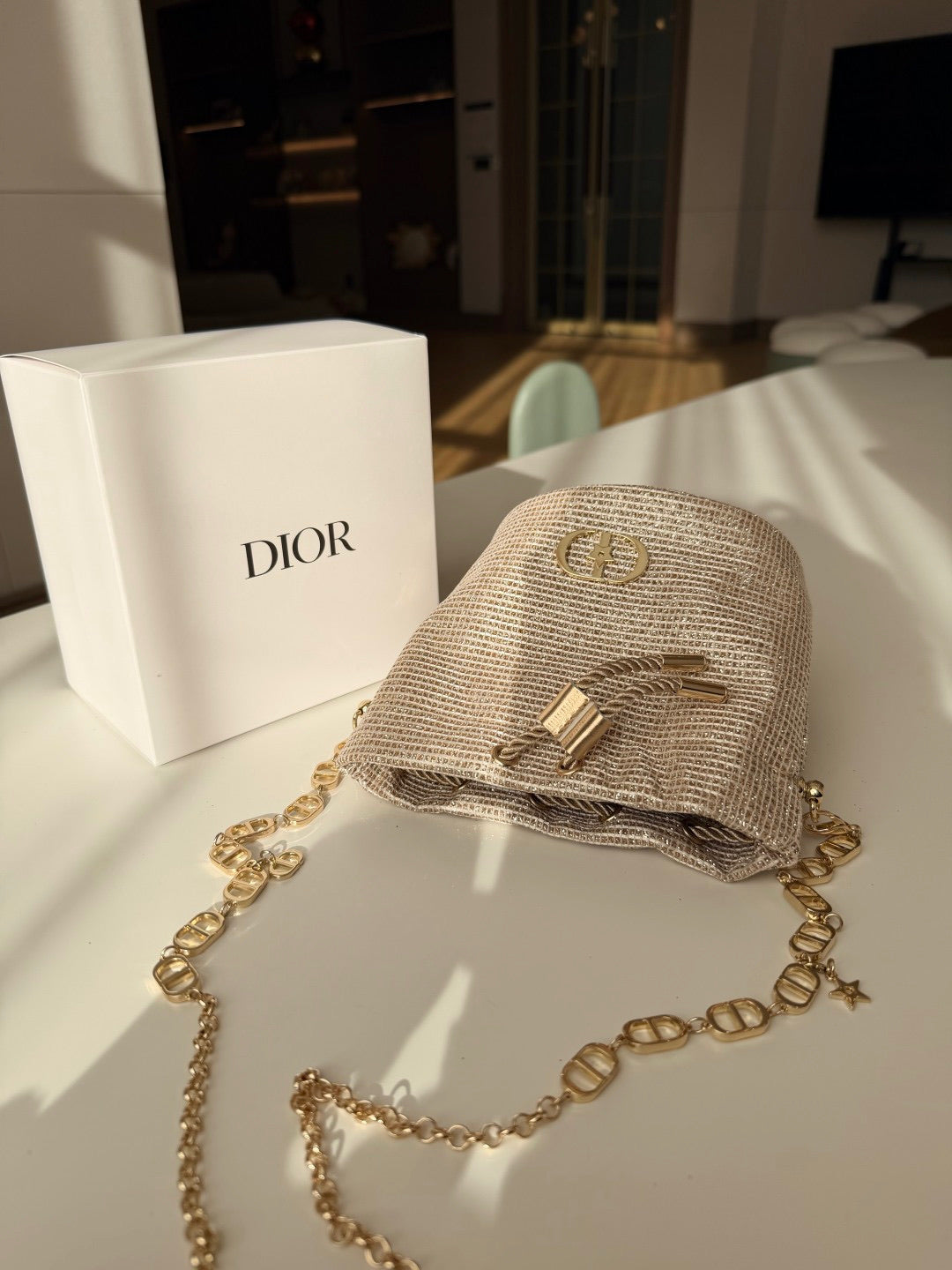 Dior Holiday Bucket Pouch with Chain