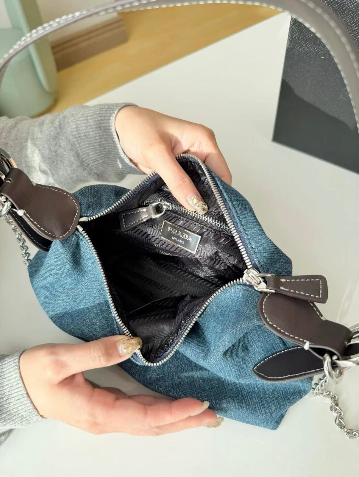 Prada denim bag