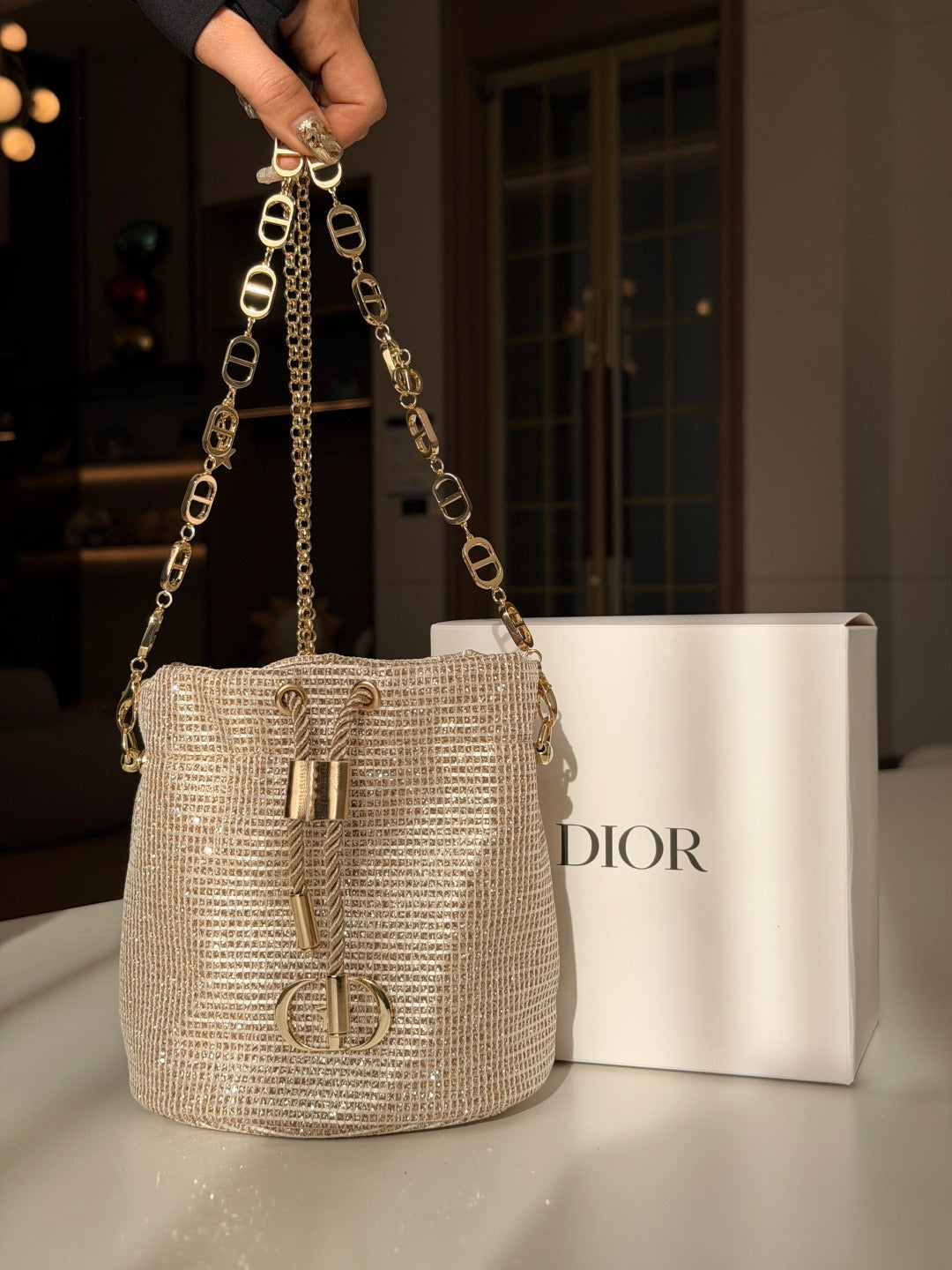 Dior Holiday Bucket Pouch with Chain