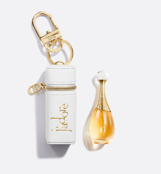 Dior bag charm with mini perfume