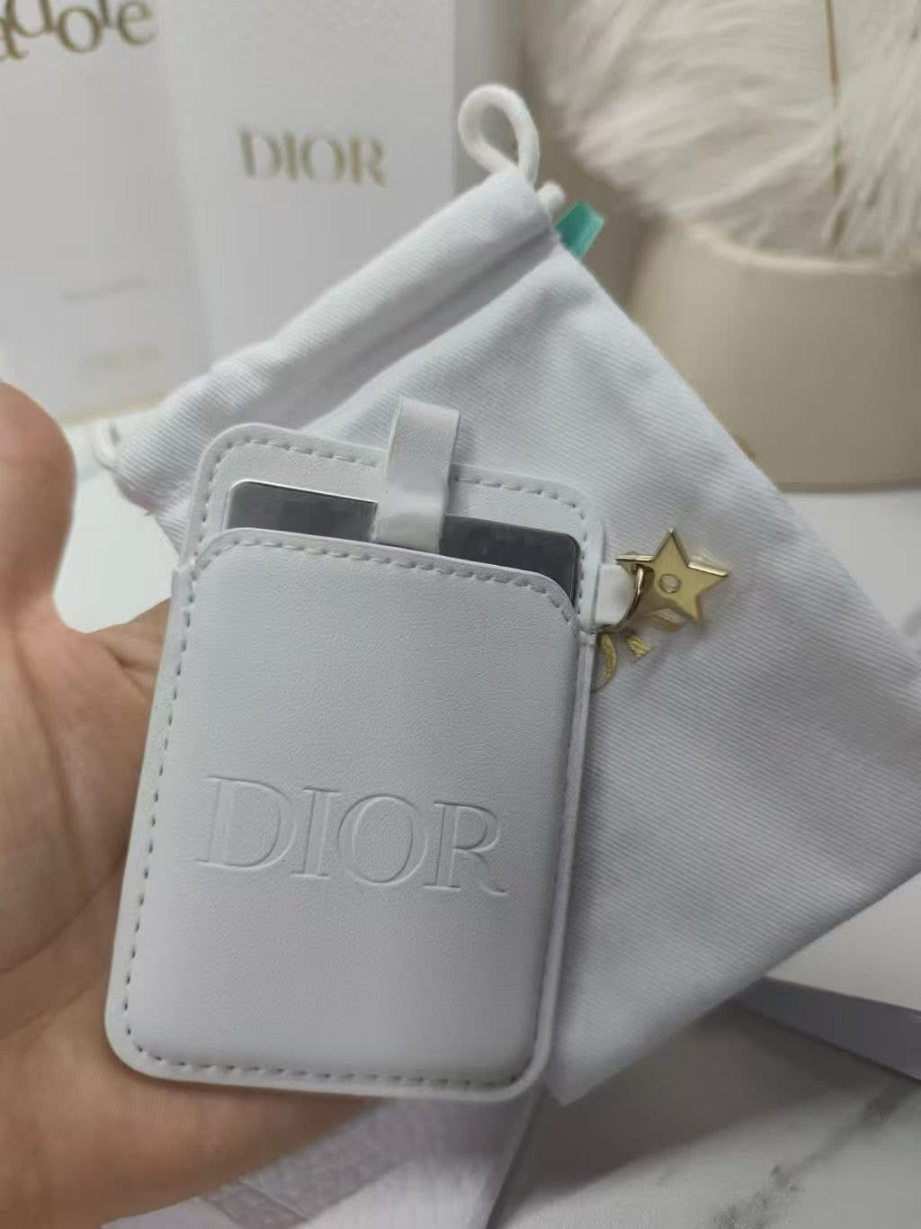 Beauty Compact Mirror And Card Holder