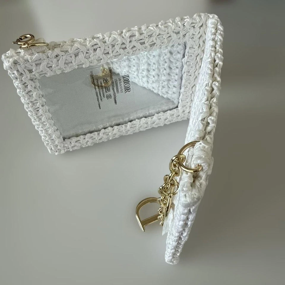 Novelty White Braided Mirror With Charm Logo Gold Color