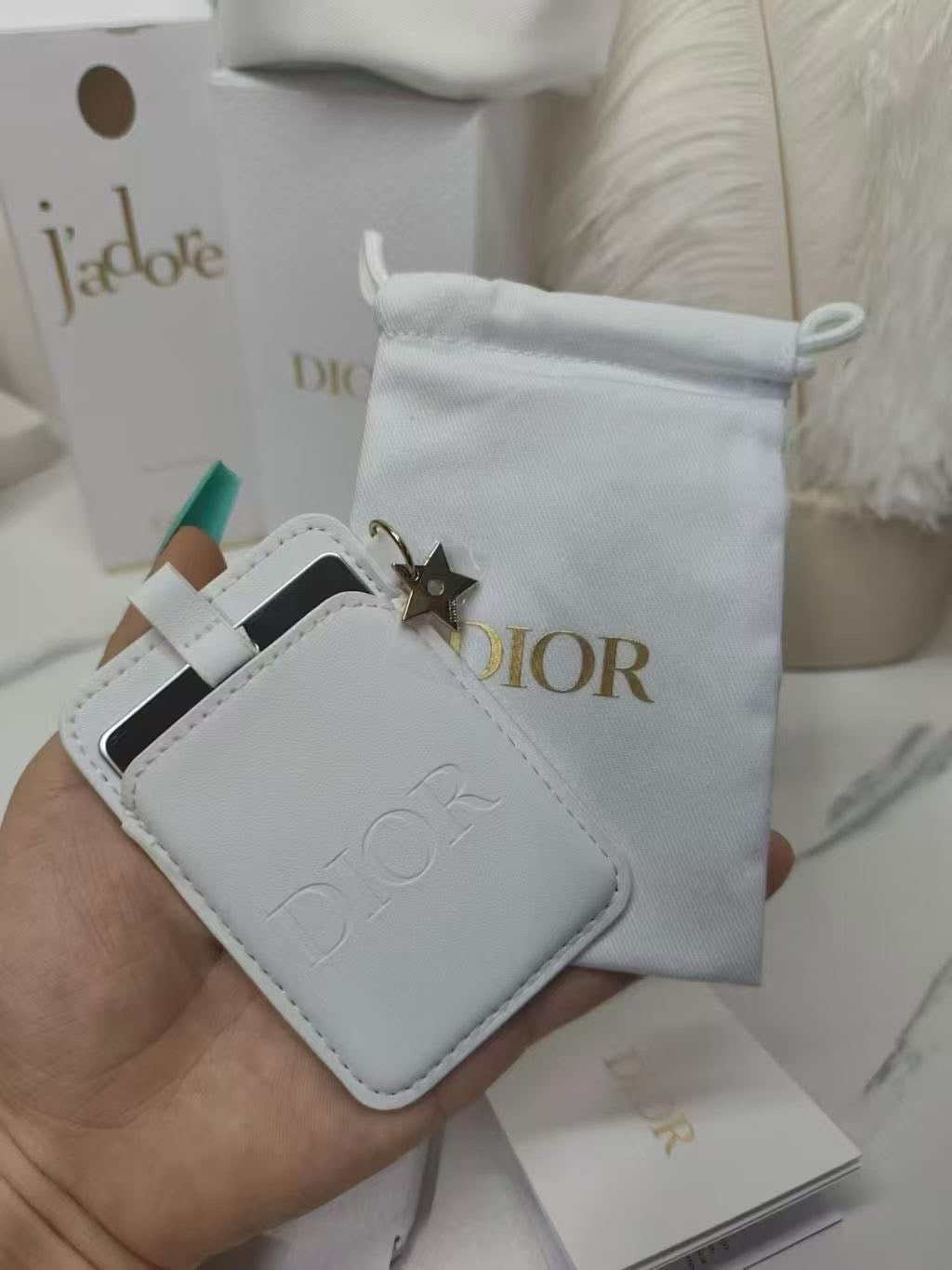 Beauty Compact Mirror And Card Holder
