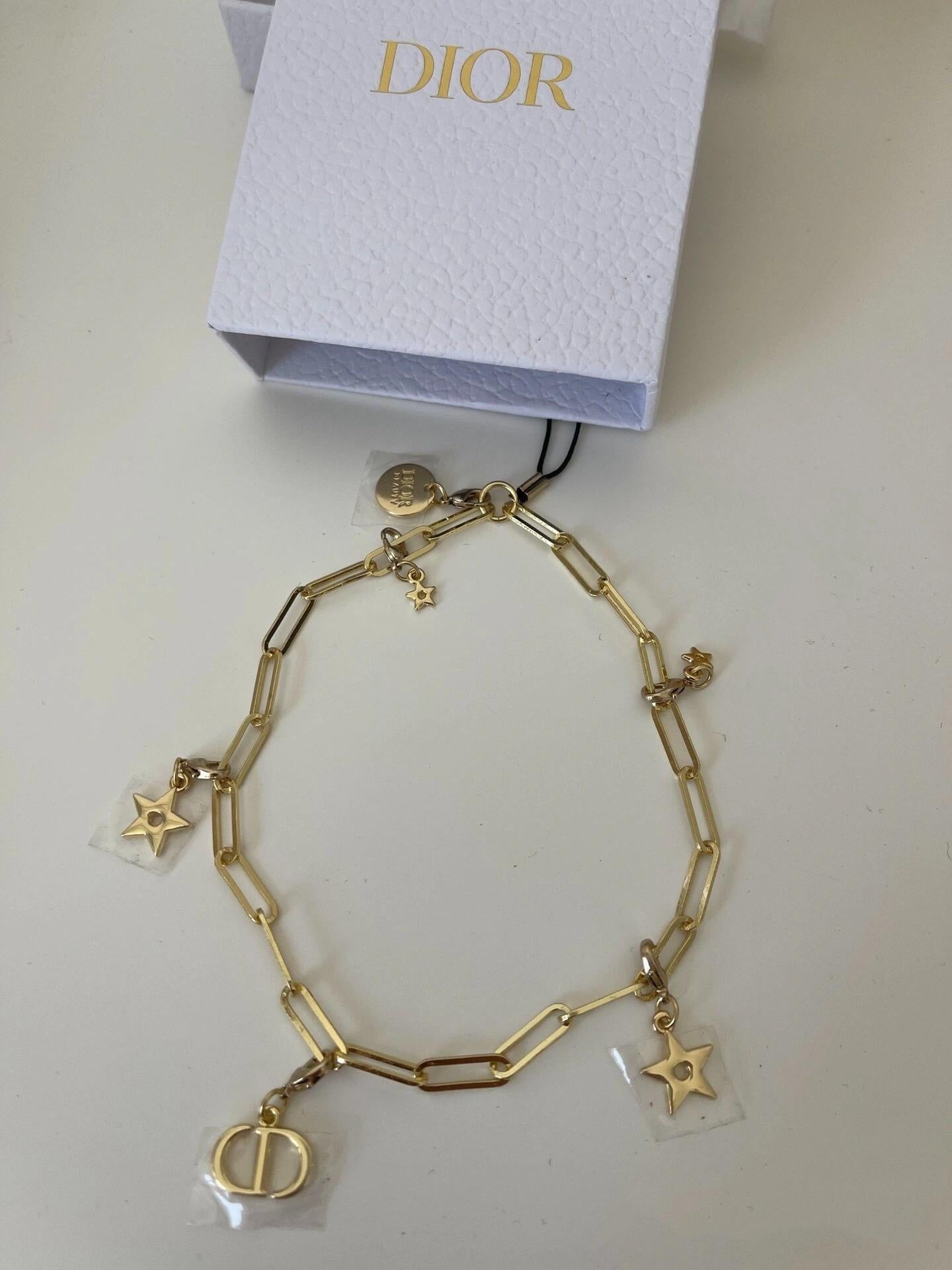 Beauty Gold Phone Charm Stars and Logo Chain Limited