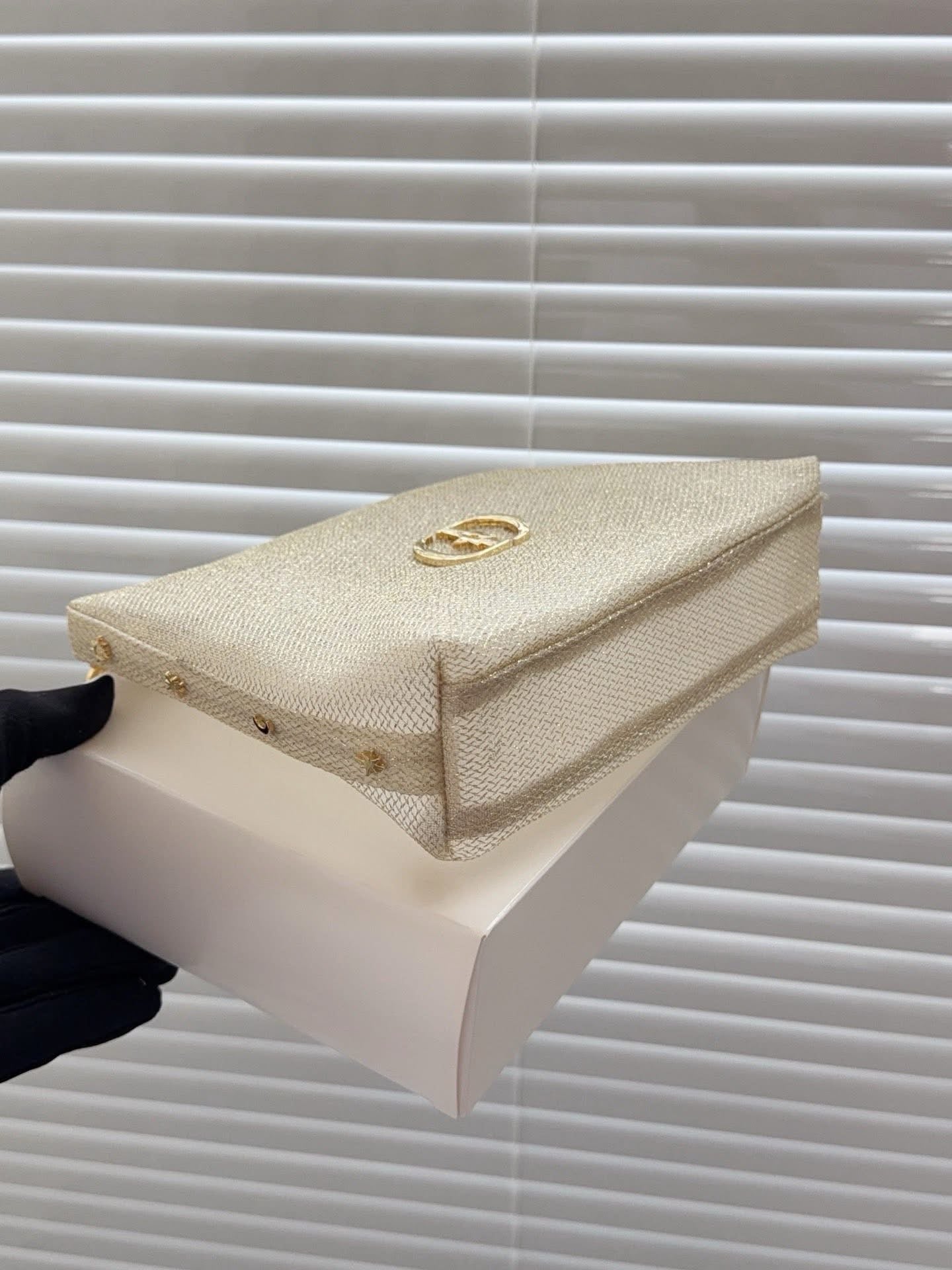 Dior Gold glitter mesh makeup bag