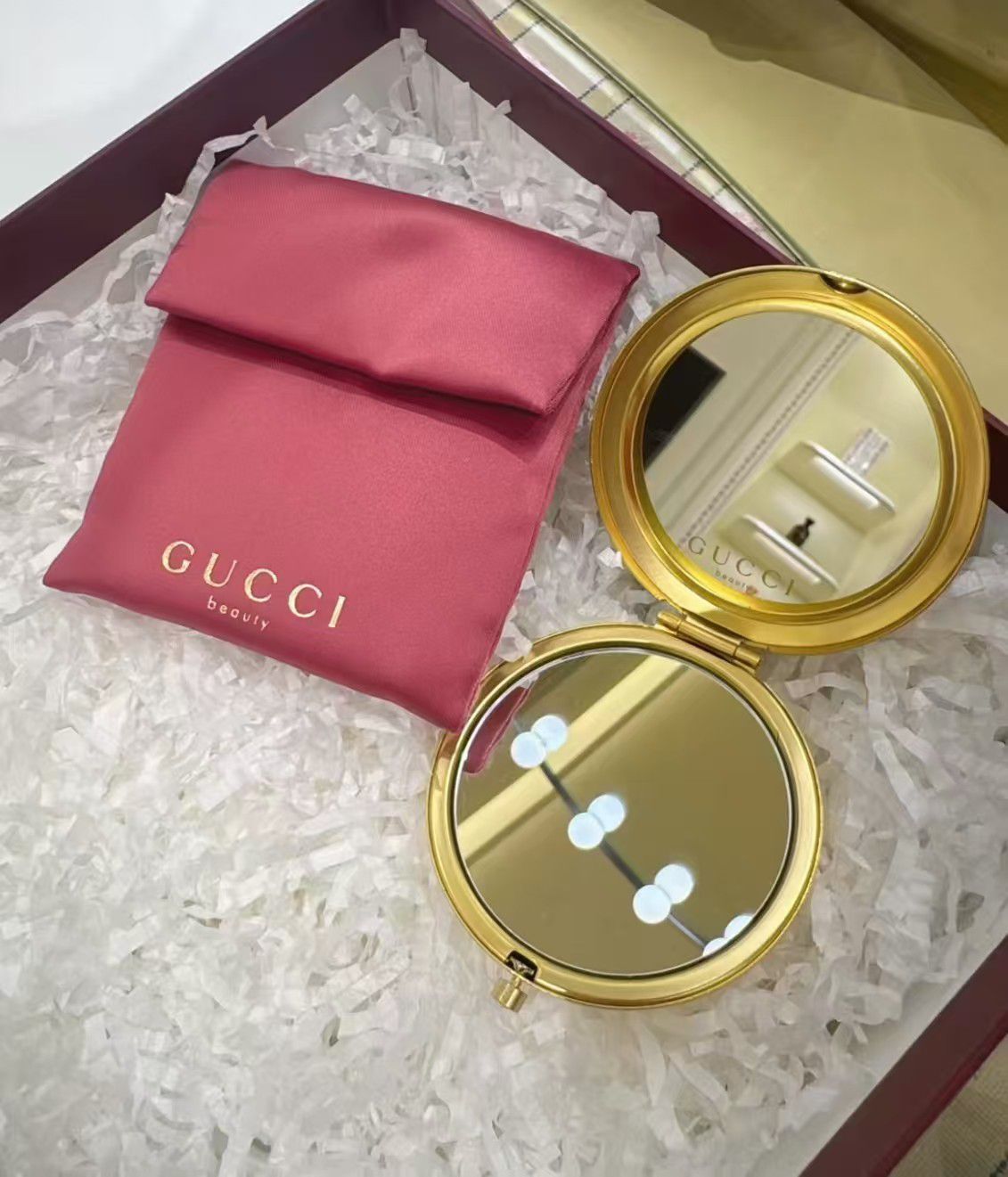 Gucci Floral Print Mirror with Case
